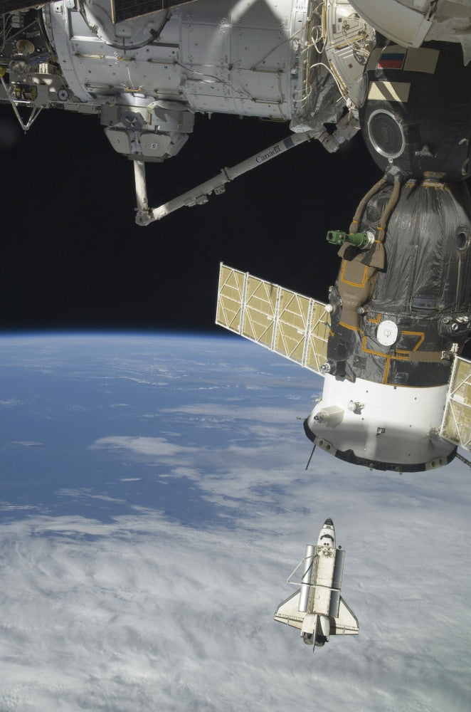 Space Shuttle Endeavour and Soyuz Spacecraft Poster Print