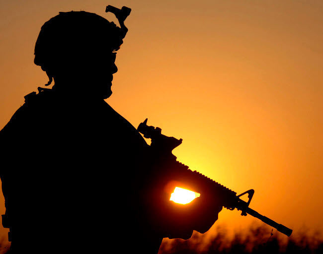 Silhouette of a US Army Soldier Fine Art Print by Stocktrek Images