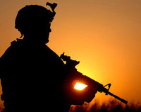 Silhouette of a US Army Soldier Fine Art Print by Stocktrek Images