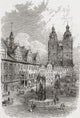 19th Century Marketplace Scene with Martin Luther & Melanchthon Statues - Fine Art Print