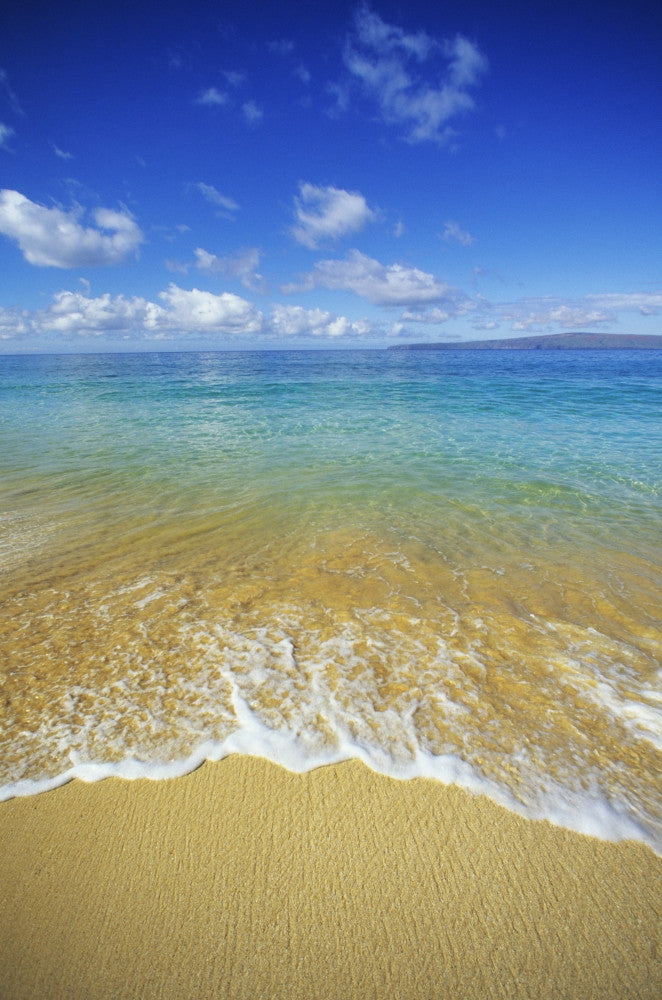 Hawaii Makena Beach Fine Art Print - Textured Foamy Shoreline