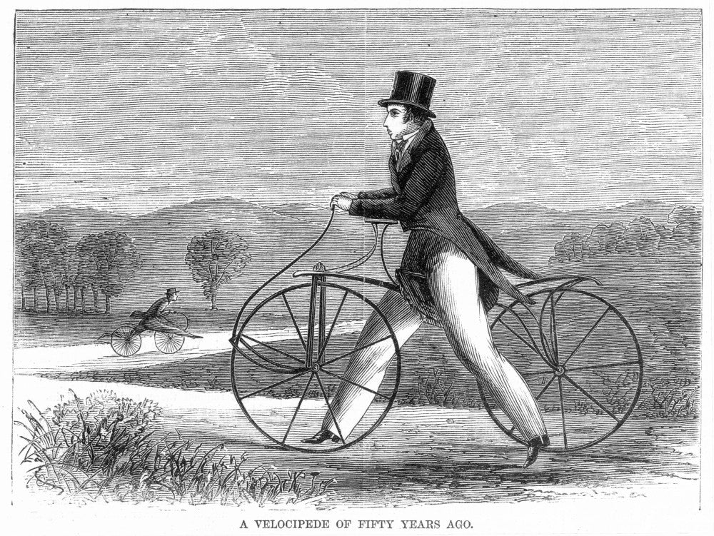 Bicycling 1819 - The Draisine Wood Engraving Print by Granger Collection