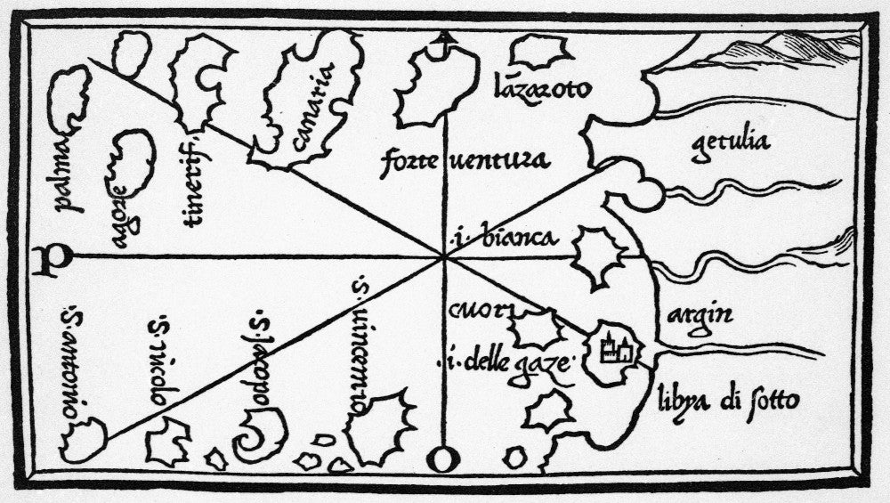 Map of the Canary Islands, 1528 - Fine Art Print by Granger Collection