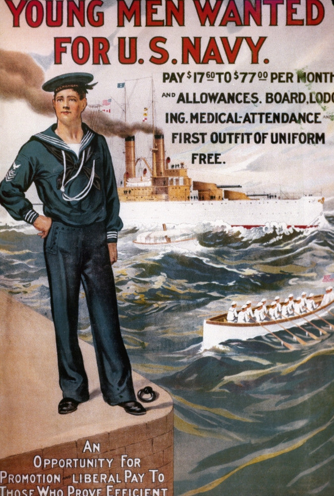 Vintage Navy Recruiting Poster - Young Men Wanted for U.S. Navy