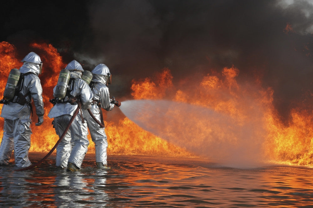 Firefighting Marines Battling Blaze - Fine Art Print