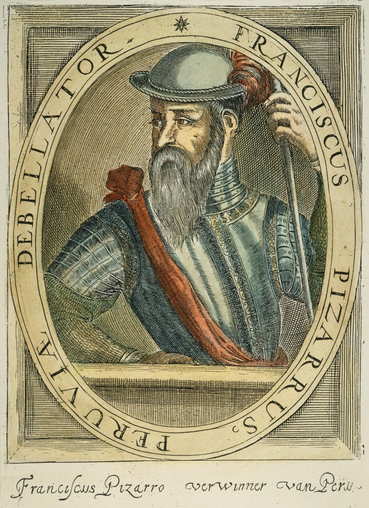 Francisco Pizarro 17th Century Copper Engraving Poster Print