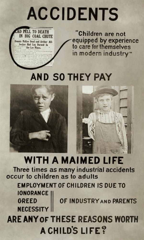 Anti-Child Labor Historical Poster Featuring Lewis Hine Photographs