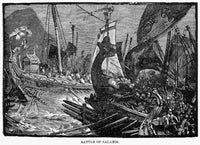 Battle of Salamis 480 B.C. Fine Art Print - 19th Century Engraving by Granger Collection