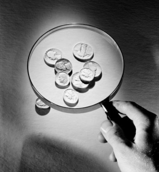 Coins Under Magnifying Glass Fine Art Print