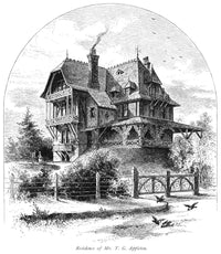 Rhode Island Villa Fine Art Print - 1876 Wood Engraving