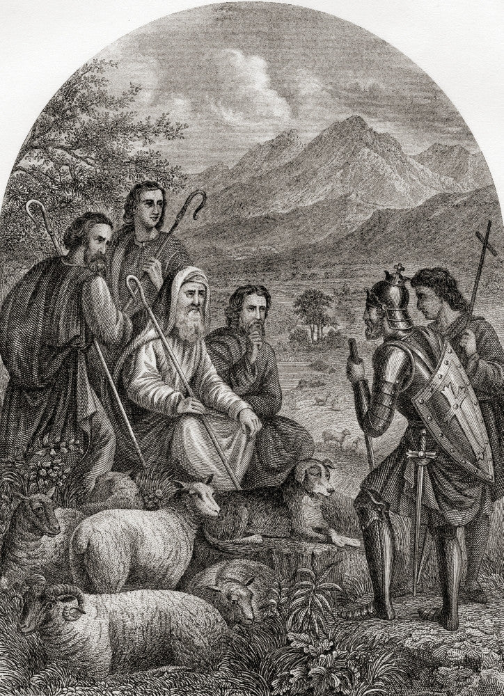 Christian and Hopeful Meet the Shepherds Fine Art Print by Ken Welsh