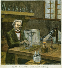 Michael Faraday Establishing the Fundamental Law of Electrolysis - 19th Century Colored Engraving Poster Print