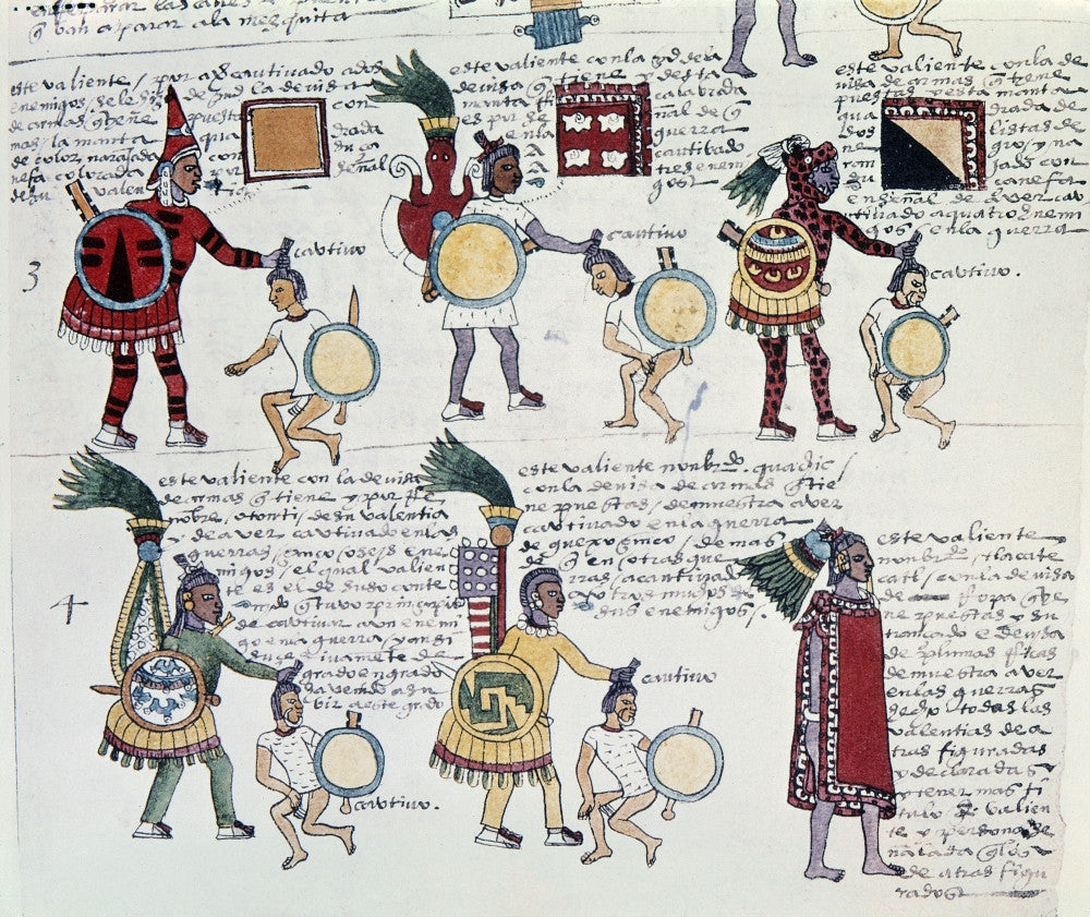 Aztec Codex Mendoza Fine Art Print - Warriors & Trophies