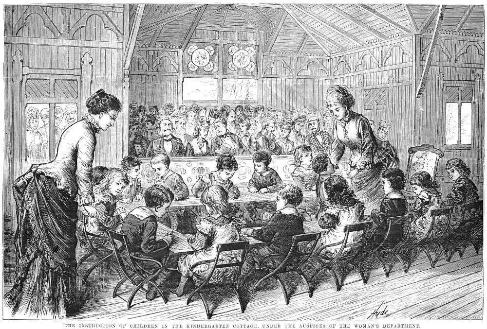 Kindergarten Instruction Fine Art Print - 1876 Contemporary Wood Engraving by Granger Collection
