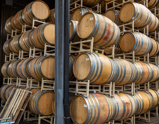 Elk Cove Winery Oak Storage Barrels Fine Art Print by Jaynes Gallery