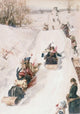 Tobogganing Fine Art Lithograph Print - ca. 1850