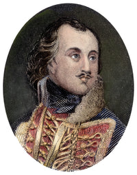 Casimir Pulaski American Revolutionary War Colored Engraving Print