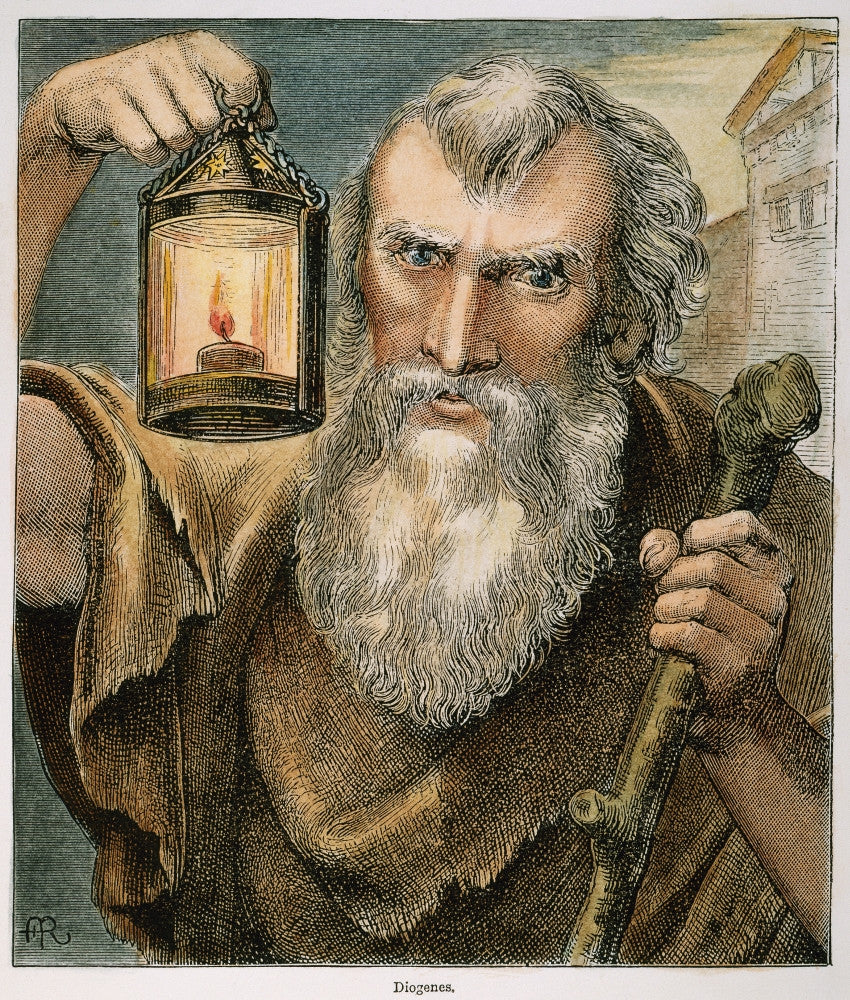 Diogenes with Lantern Fine Art Print - 19th Century Wood Engraving