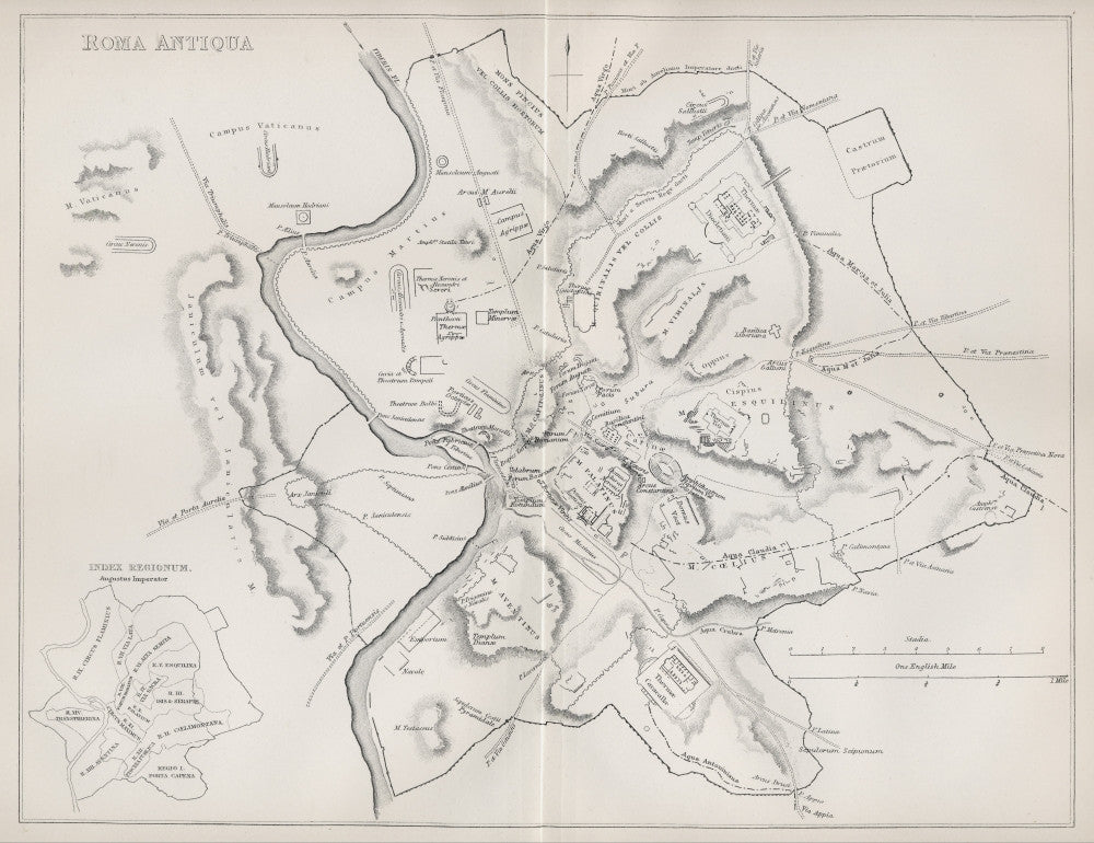 Map of Ancient Rome Fine Art Print - Late 19th Century