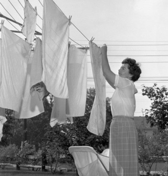 Woman Hanging Laundry Fine Art Print - Multiple Sizes Available