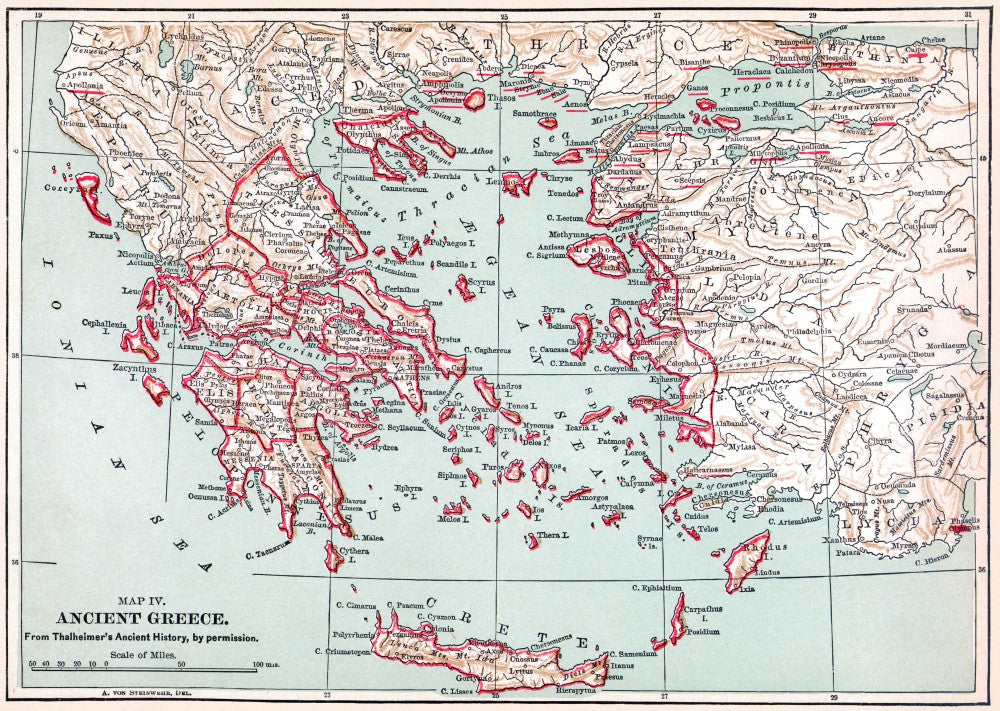 Ancient Greece Map Fine Art Print - Late 19th Century Engraving by Granger Collection