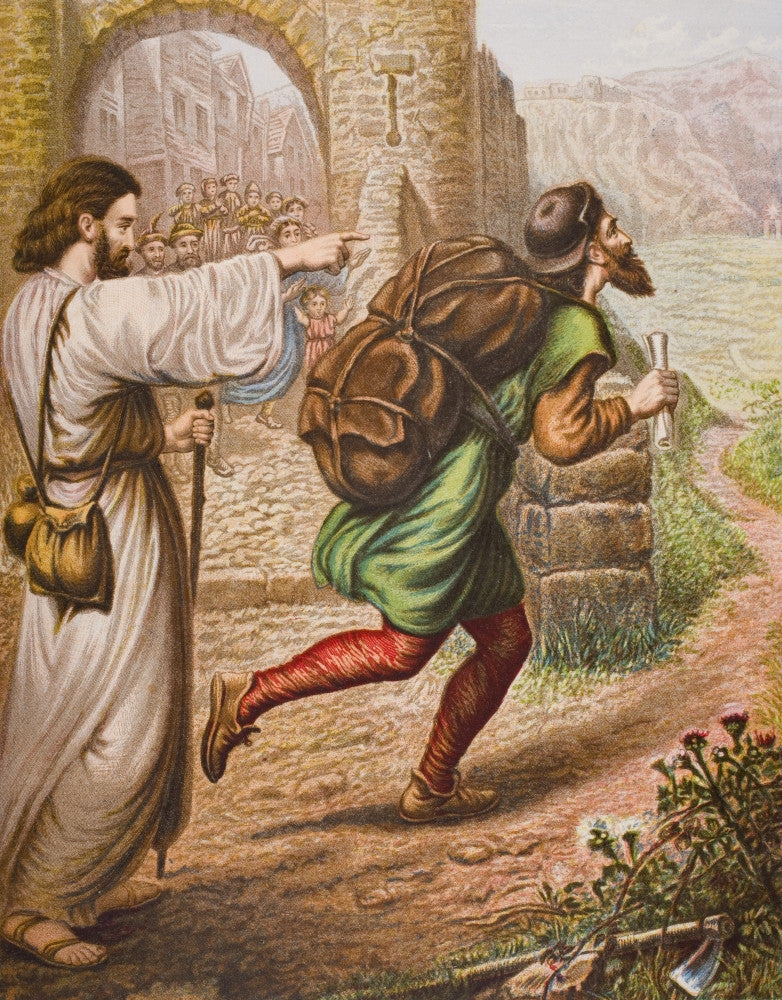 Evangelist Guides Christian in The Pilgrim's Progress - Fine Art Print