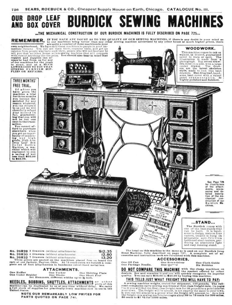 1902 Burdick Sewing Machine Advertisement Fine Art Print