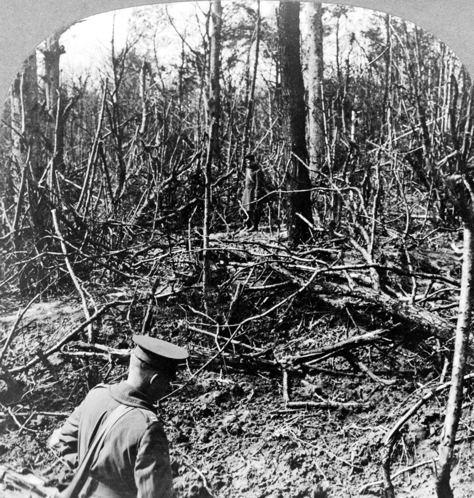 World War I Belleau Wood Poster Print - Soldiers in Debris