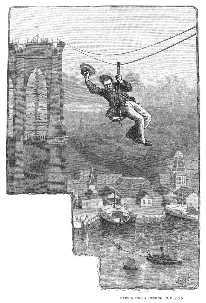 Brooklyn Bridge Mechanic Fine Art Print - Historic Line Engraving