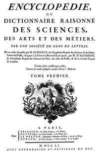 Denis Diderot Title Page of Volume 1 - Encyclopedie Poster Print