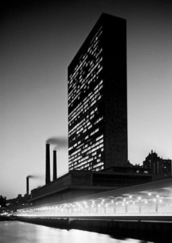 New York City Night View of United Nations Building Poster Print