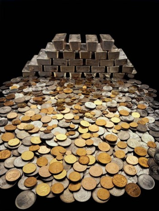 Stack of Silver Ingots and Coins Poster Print by Panoramic Images