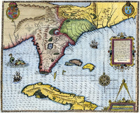 Florida Map Fine Art Print, 1591 Engraving by De Bry | Posterazzi