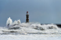 Roker Lighthouse Waves Fine Art Print by John Short
