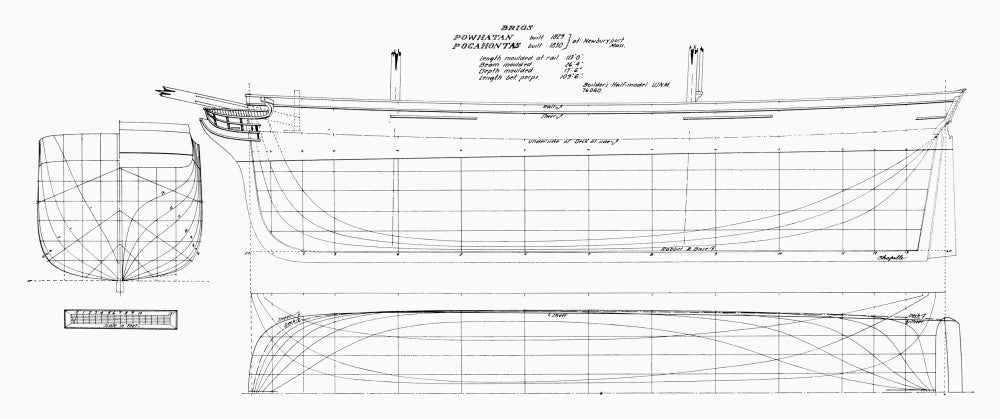 Merchant Brig Plans 1829 - New England Brigs 'Powhatan' & 'Pocahontas' Poster Print