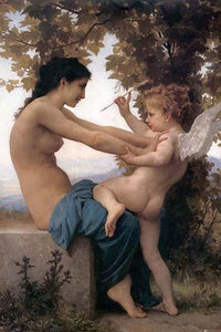 A Young Girl Defending Herself Against Eros Fine Art Print by William-Adolphe Bouguereau