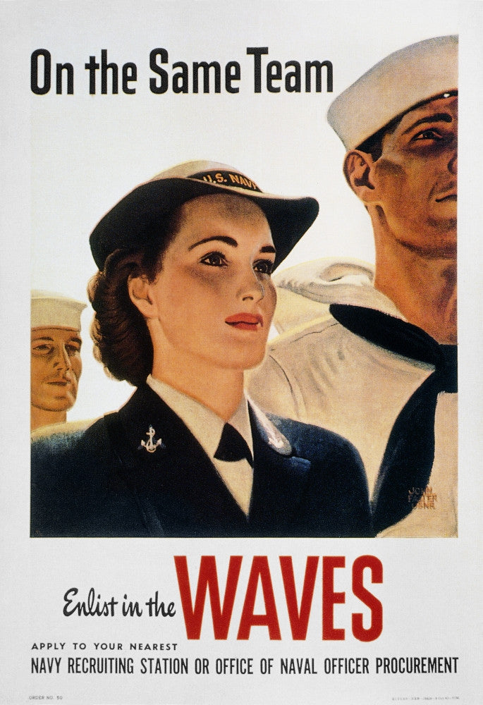 WWII Waves 'On The Same Team' Recruitment Poster Print by Granger Collection