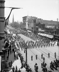 Detroit Parade Fine Art Print Featuring the Michigan Knights Templar Marching Band, Circa 1905