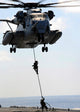 Marines Rappelling from CH-53E Sea Stallion Helicopter Fine Art Print by Stocktrek Images