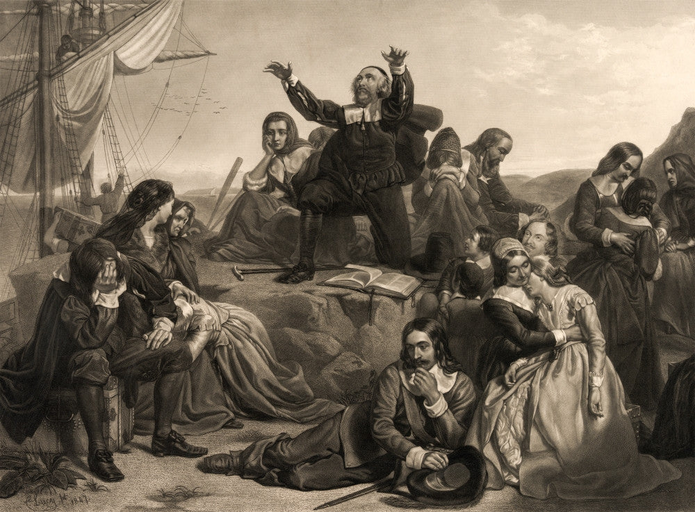 Departure of the Pilgrim Fathers 1620 Fine Art Print by Ken Welsh