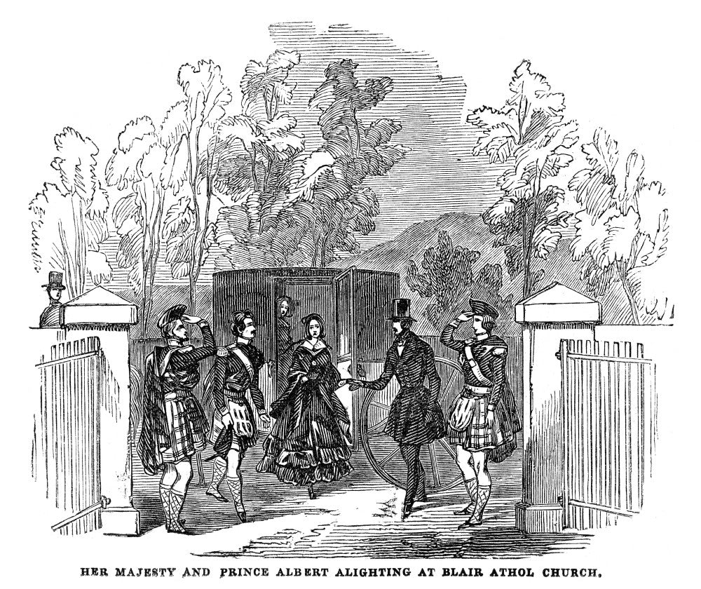 Queen Victoria and Prince Albert Arriving at Blair Atholl Church, 1844 Engraving Print by Granger Collection