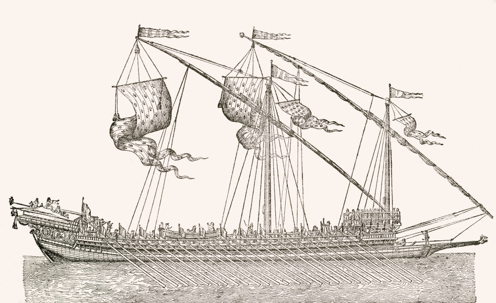 A 16th Century Galley Ship Fine Art Print from El Museo Popular