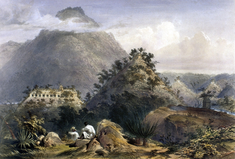Uxmal Mayan Ruins Lithograph Print by Frederick Catherwood