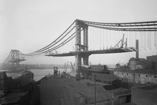 Brooklyn Bridge Under Construction Fine Art Print - Unknown Artist