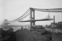 Brooklyn Bridge Under Construction Fine Art Print - Unknown Artist