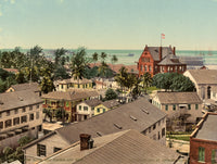 Florida: Key West Custom House and Harbor Photochrome Print, c. 1900