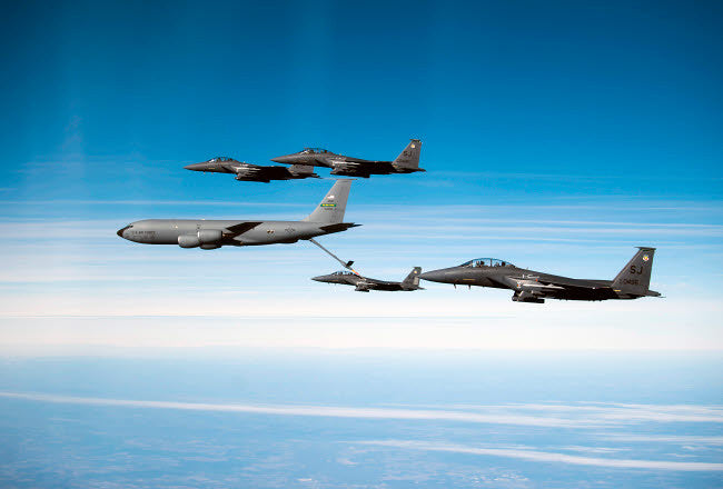 F-15E Strike Eagle Refueling Fine Art Print by Stocktrek Images