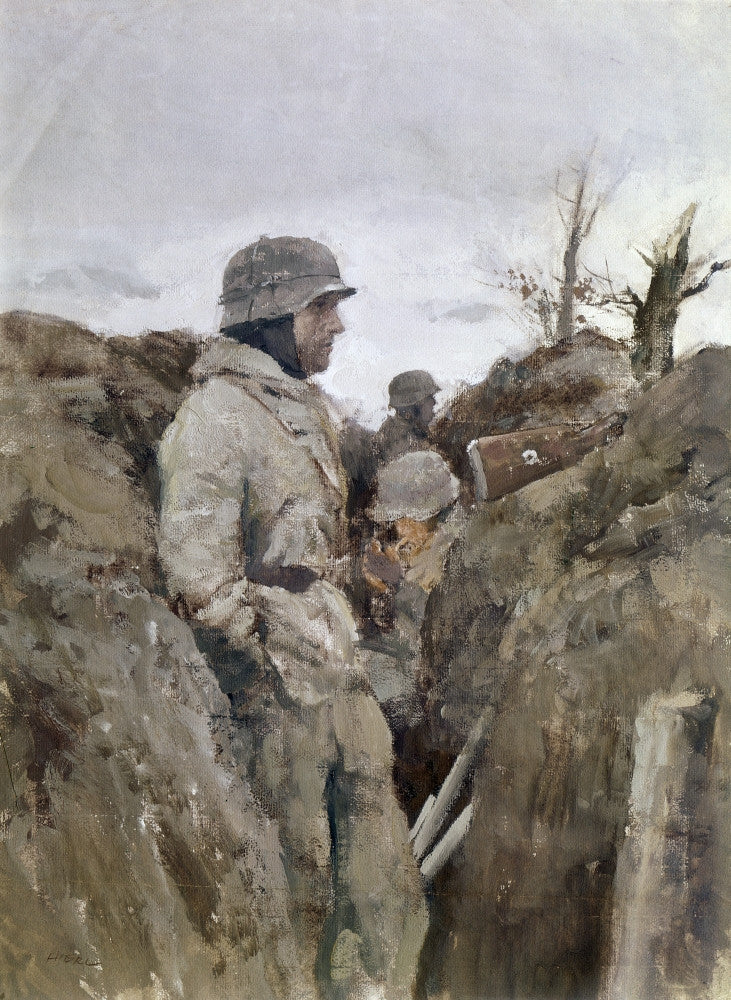 Eastern Front World War II Fine Art Print - German Soldier in Trench by A. Hierl