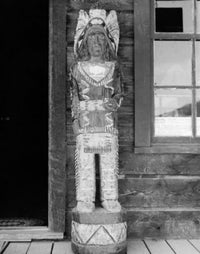 Sculpture of Native American Tribal Man Near a Window Fine Art Print