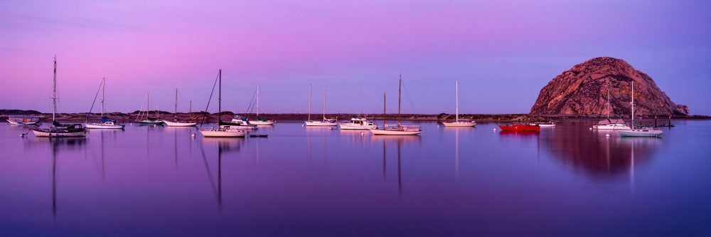 Boats Moored at Morro Bay Harbour Fine Art Print by Panoramic Images